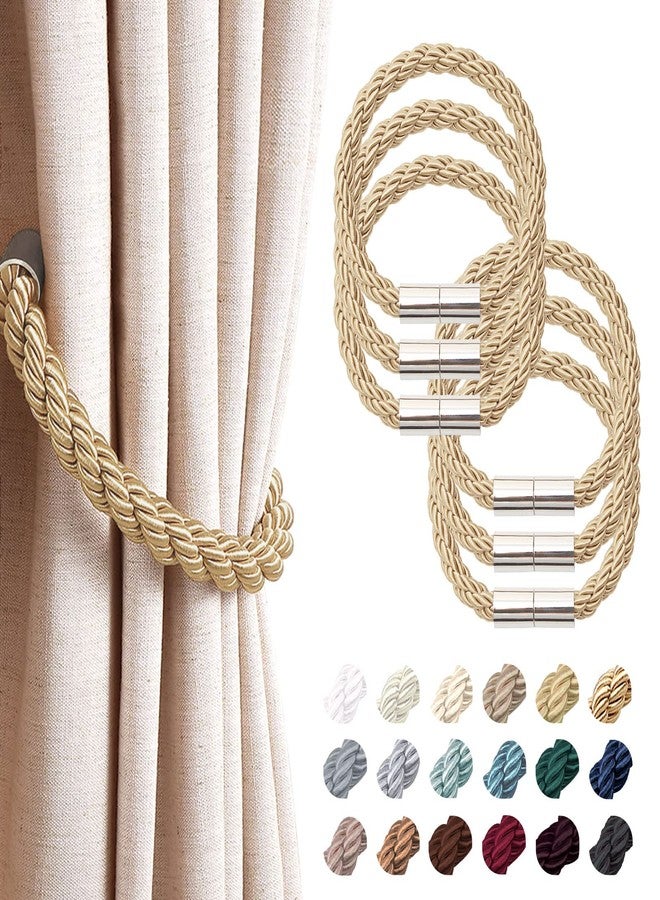 NICEEC 6 Pack Strong Magnetic Curtain Tiebacks Modern Simple Style Drape Tie Backs Convenient Decorative Weave Rope Curtain Holdbacks for Thin or Thick Home & Office Window Draperies (Bronze) - Image 1